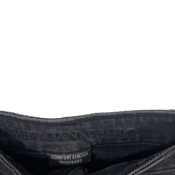 American Eagle Comfort Stretch Mom Jean Charcoal Wash Distressed Hi-Rise Women 2 - Picture 4 of 10